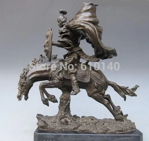 

Chinese Pure Bronze Three Kingdoms ZhaoYun warrior Statue