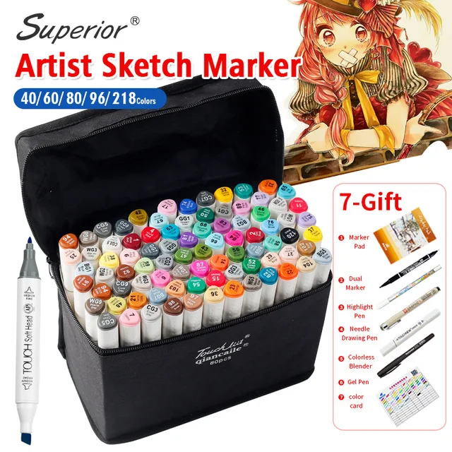 

Superior Artist Double Headed Marker Set 218 Colors Great Value Smooth Design Marker Animation Sketch Markers For Drawing