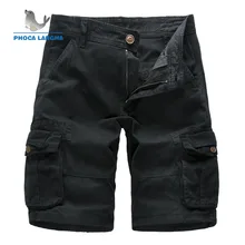 Летние мужские Свободные Комбинезоны Шорты мужские прямые Большие размеры с несколькими карманами Промытые пять брюк