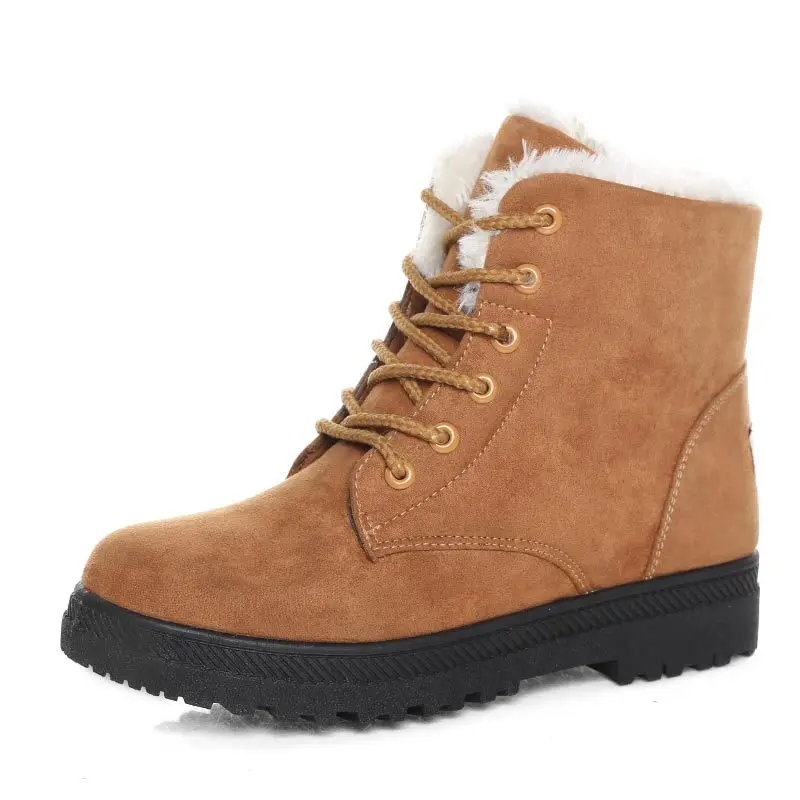 

2018 Women Ankle Snow Boots Motorcycle Riding Equestrian Woman Work Safety Boots Fur Flock Short Plush Ladies Retro Brand Design