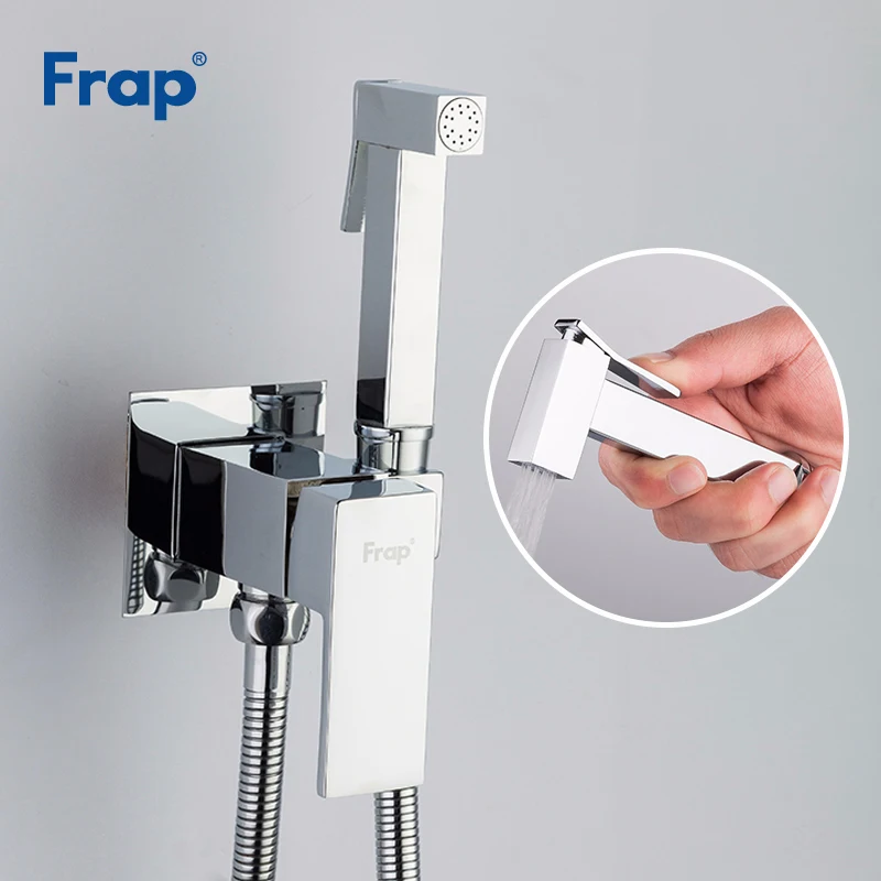 FRAP Chrome Brass Bidets Bathroom Toilet Sprayer Muslim Shower Bidet Tap Hygienic Shower Wall Mount Shattafs Faucets F7506