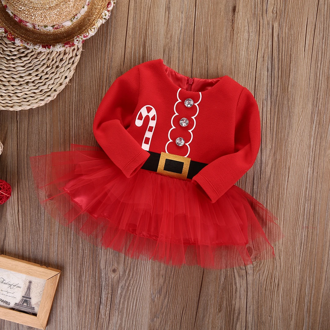 Рождественское платье для новорожденных девочек модное праздничное платье из тюля с длинными рукавами и принтом повседневные хлопковые платья для девочек от 0 до 24 месяцев