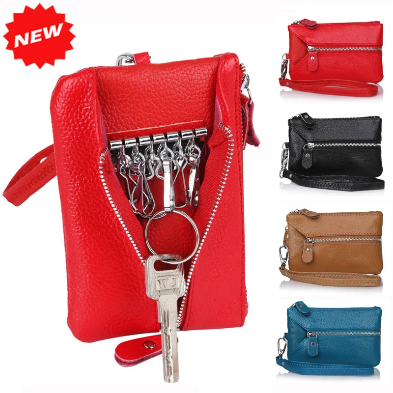 Best selling women multifunctional Genuine Leather key holders wristlet clutch coin bag wallet, Cow+PU LEATHER Purse,YB-DM158