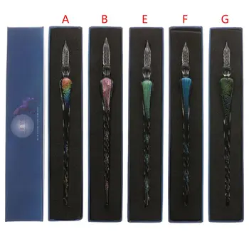

Vintage Handmade Starry Sky Crystal Glass Dip Signature Ink Fountain Pen Writing Tools With Gift Box Glass Dip Pen
