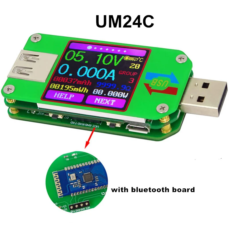 UM34/UM34C UM24/UM24C UM25/UM25C Вольтметр постоянного тока Амперметр тестер напряжения тока Напряжение батарея Зарядка USB тестер 30% скидка - Цвет: with bluetooth board