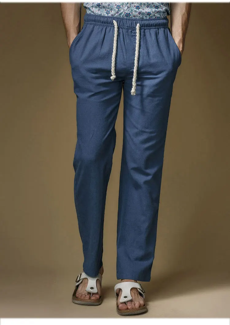 2019 новый бренд высокого качества летние льняные мужские свободные дыхание Штаны Повседневное Тонкий прямые брюки Штаны для мужчин