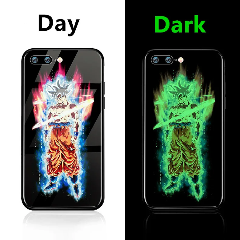 Glow in Dark Dragon Ball Super Son Goku soft Tempered Silicon cover Phone Case For iphone