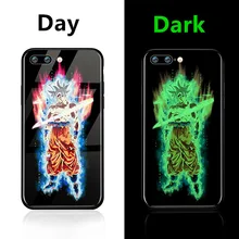 Glow in Dark Dragon Ball Super Son Goku soft Tempered Silicon cover Phone Case For iphone
