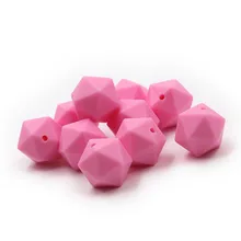 

50pcs pink Icosahedron silicone beads 17mm Food Grade Chewing Teething beads For BABY Care Jewelry Toys