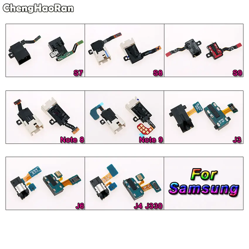 

ChengHaoRan Headphone Audio Jack Earphone Socket Flex Cable For Samsung Galaxy S7 Edge S8 S9 NOTE 8 9 J3 J4 J6 J330