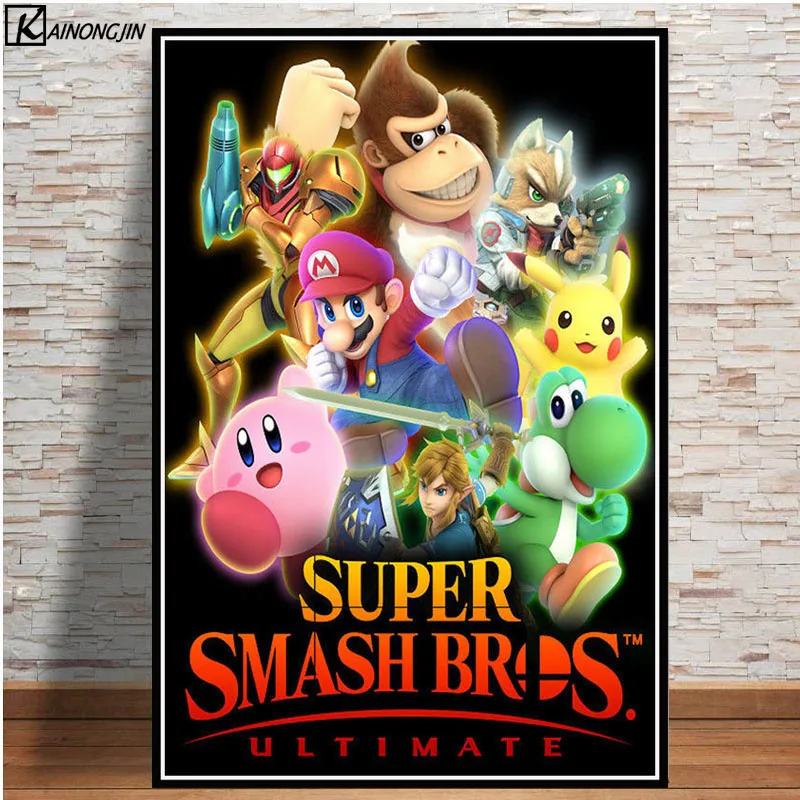 Книги по искусству плакат Super Smash Bros Ultimate аниме плакаты и принты холст настенная живопись картина номер украшения дома - Цвет: 002