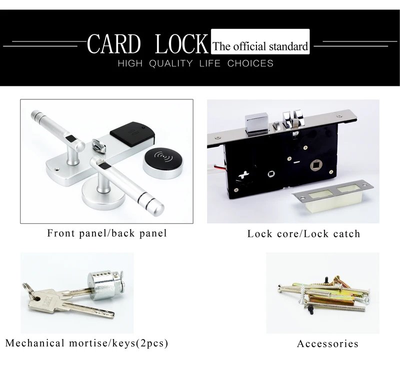 Zinc Alloy Silver Split Keyless Intelligent Digital Rfid Card Door Lock Security Electric Lock For Home or Hotel