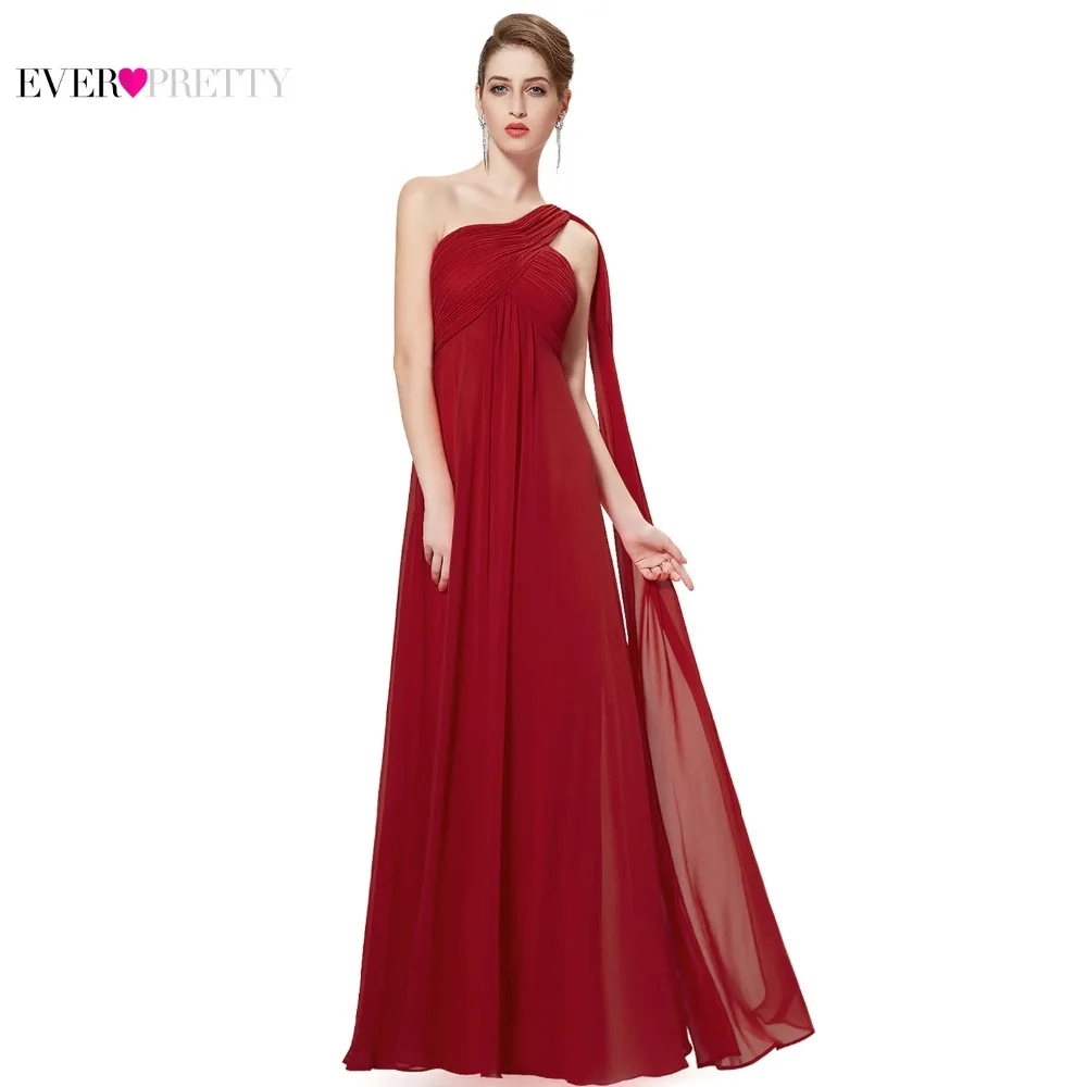 HE09816 Line One Shoulder Ruffles Padded Long Evening Dress