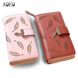 AOEO женский кошелек Тонкий листья полый мягкий из искусственной кожи клатч женские кошельки телефон сумка женские дизайнерские кошельки
