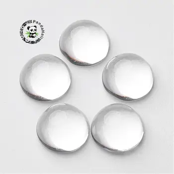 

Clear Glass Cabochons, Transparent, Half Round Circle Flat Back for Jewelry and Cabochon Settings, Clear, 9.5~10mm; 5