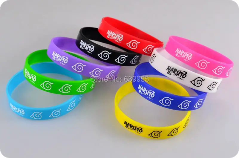 

HOT 10x NARUTO mix colors silicone Bracelet bangle wristband anime cartoon jewelry men women cosplay costume accessories