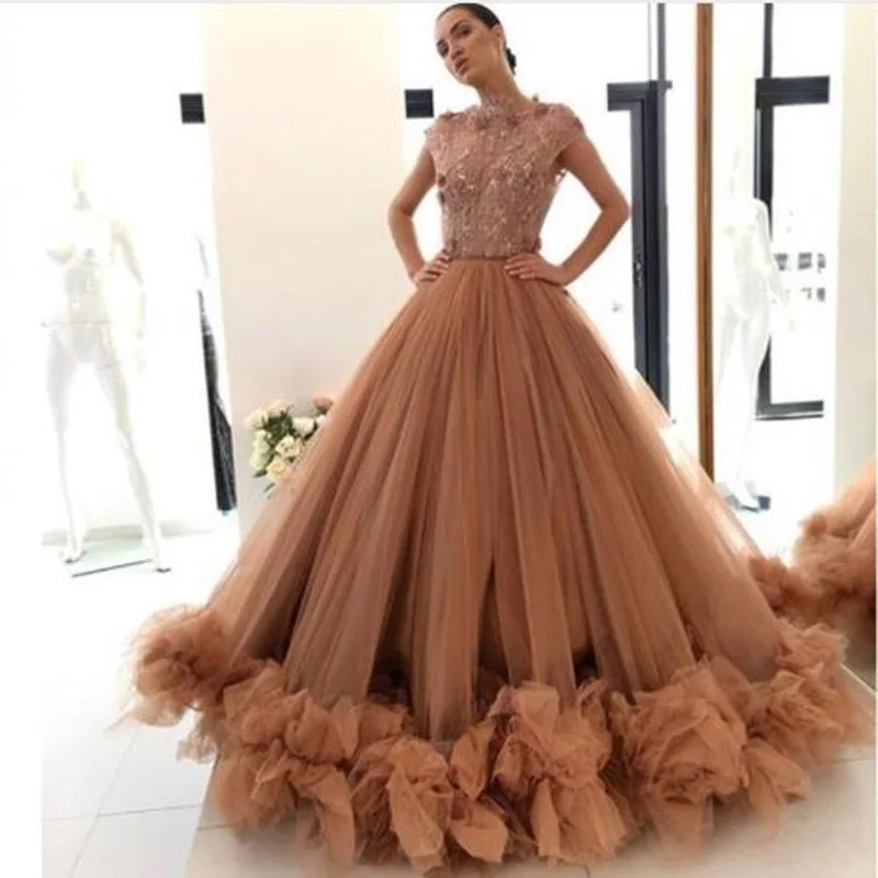 Шикарное бальное платье Vestido de festa длинное вечернее цвета шампанского для