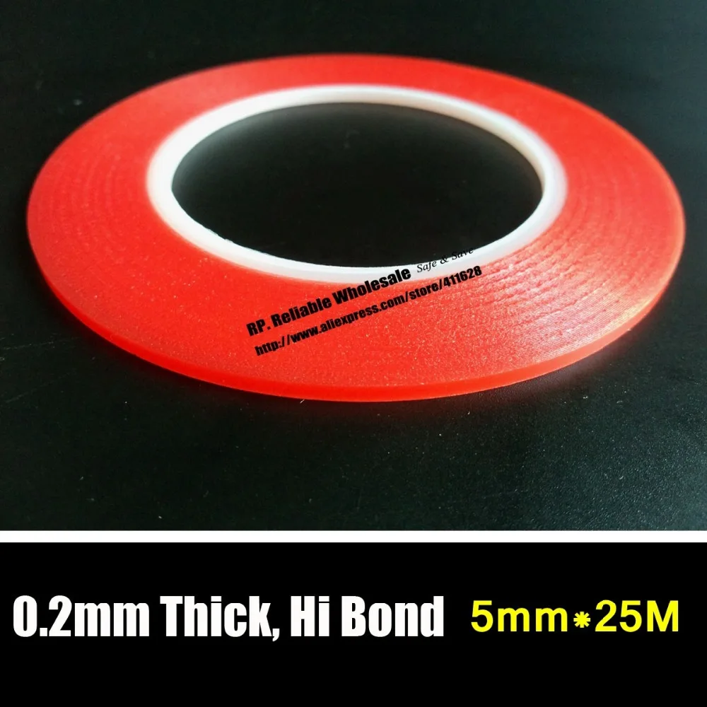 (두께 0.2mm) RP (5mm * 25M) 범용 아크릴 양면 접착 테이프 방수 전화 미니 패드 LED 유리 배터리