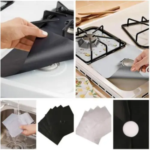 

Reusable Aluminum Foil 4pcs/lot Gas Stove Protectors Cover/Liner Reusable Non Stick Silicone Dishwasher Safe