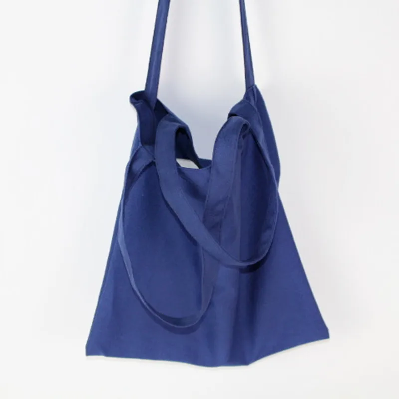 Blue canvas bag recycled cotton tote bags shoulder bag shopping tote