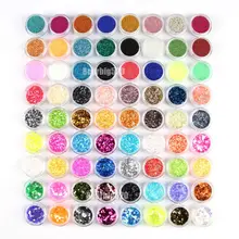 Fashion 72 Pots 3D Acrylic Nail Art Decorations Nail Accessories Charms Crushed Shell Bead Striping Essential