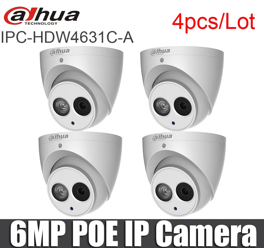 4pcs/lot Dahua IPC HDW4631C A POE Built in MIC Network dome cctv camera