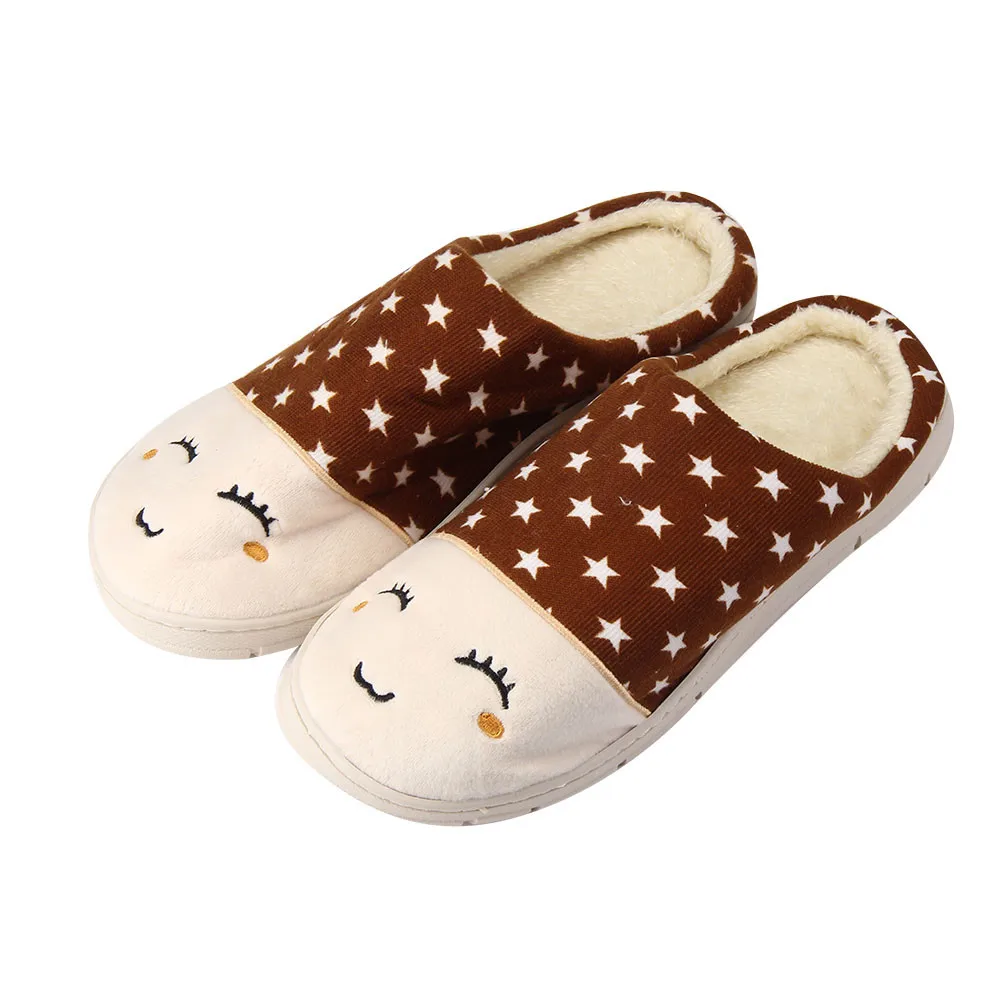 

KVL 2017 New Vintage Style Autumn And Winter High Quality Men Home Floor Soft Slippers Female Platform Cotton Shoes Couple Shoes