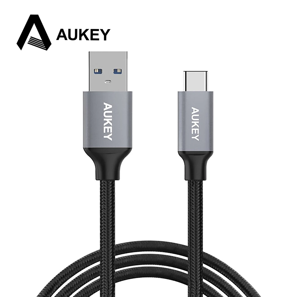 AUKEY USB Cable Braided 3.0 Type C Fast Mobile Phone Charger Type-C Data For Samsung S9 S8 Xiaomi mi 8 7 Macbook USB-C | Мобильные