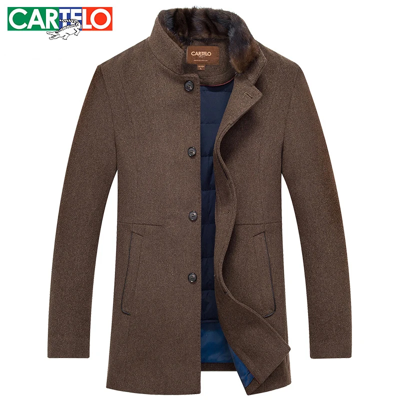 Cartelo/brand Winter New Water Mink Collar Wool Coats Male In The Long Section Warm Jacket