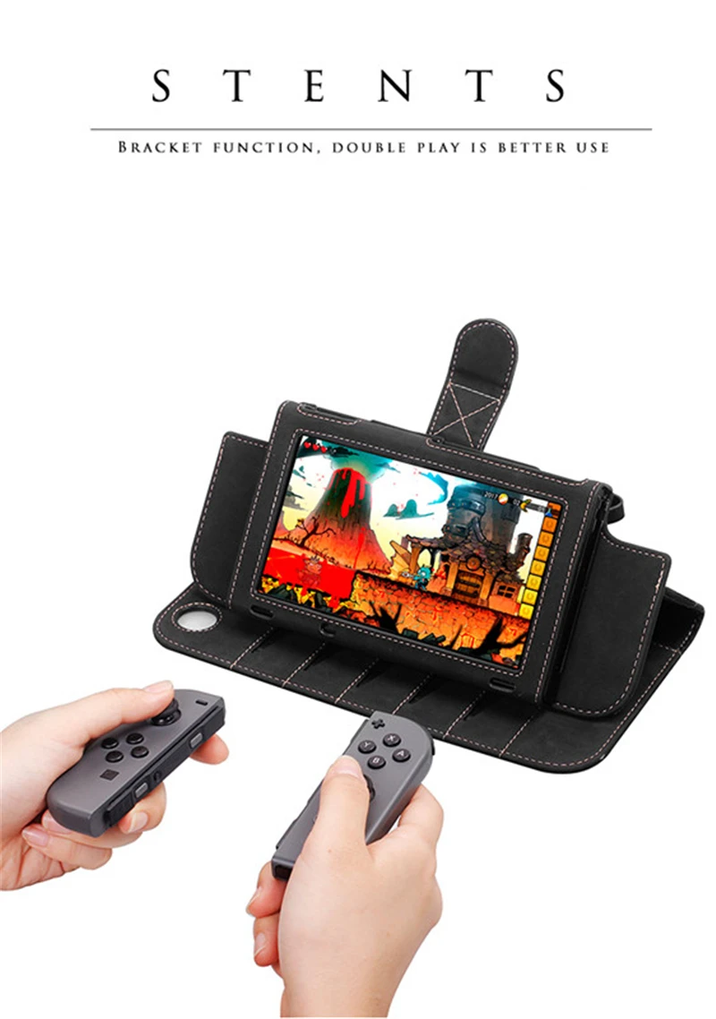 Чехол из ПУ кожи для Nintendo Switch удобный многофункциональный чехол с игровым