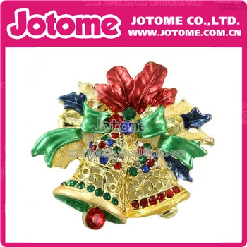 

100pcs/lot 50mm New Design Xmas Rhinestone Jingel Bells Christmas Brooches