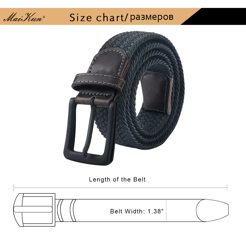 MaiKun Canvas Belts for Women Fashion Elastic Female Belt Metal Pin Buckle Military Tactical Strap for Pants Jeans