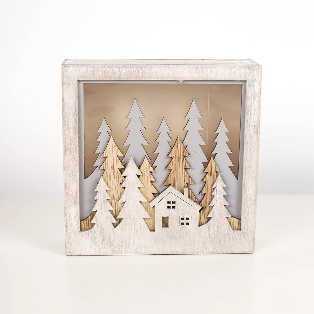Светодиодный светильник Elf Snow House украшение для рождественской елки деревянное