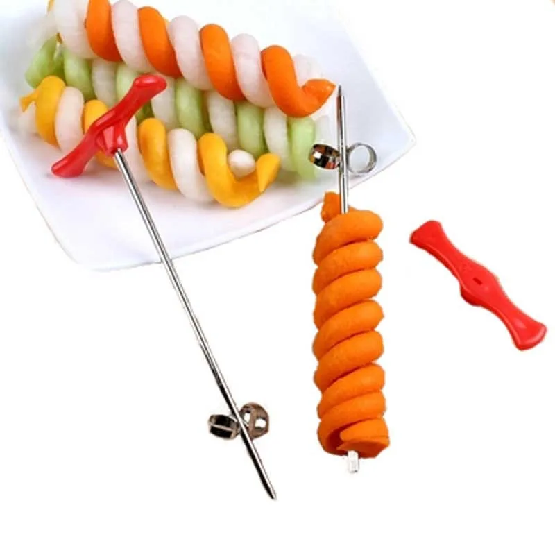 

Manual Spiral Screw Slicer Plastic PP Handle + Stainless Steel Wire Potato Carrot Cucumber Vegetable Spiral Knife Carving Tool27