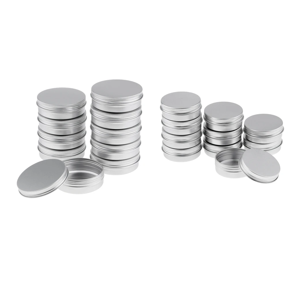 20pcs Aluminum Tin Jars Cosmetic Containers Round Tin Cans with Screw Cap Lid for DIY Crafts Cosmetics Salve Candle Travel