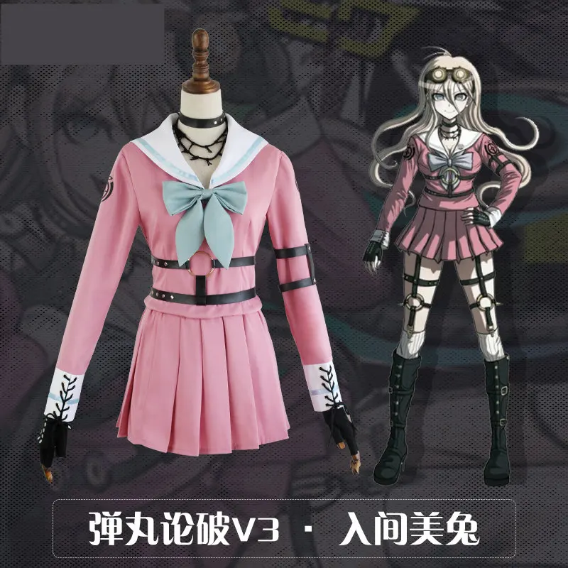 Женский костюм для косплея Miu Danganronpa V3 Iruma платье с длинным рукавом и розовая юбка