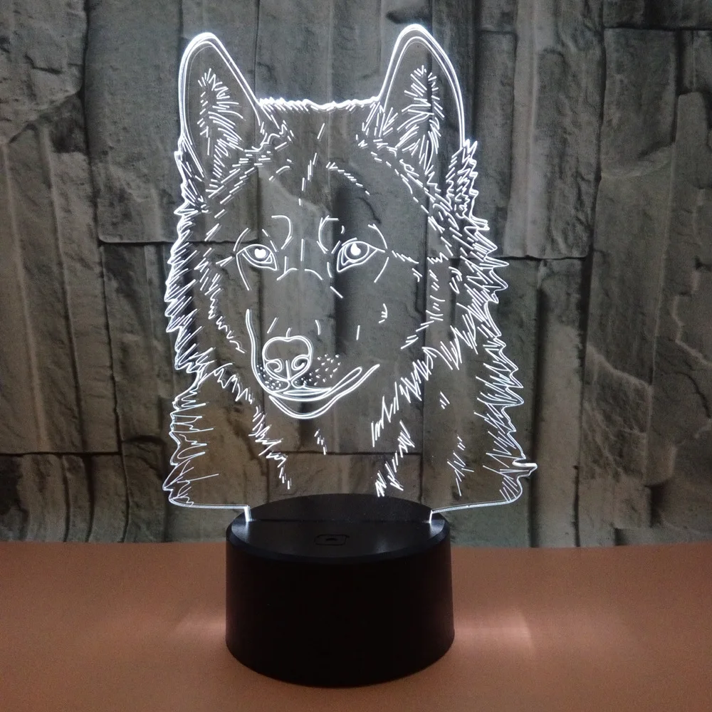 Lâmpada de Mesa Lâmpadas para Sala Novo Lobo Lâmpada Colorida Toque Remoto Presente Estar Deco Enfant Chambre Nightlight 3d 18 Luminárias de mesa