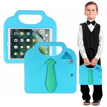 

XSKEMP Tie Shirt Kids Shockproof EVA Handle Case Cover For iPad 9.7 2017 A1822 A1823 Tablet Protective Stand Shell + Pen Stylus