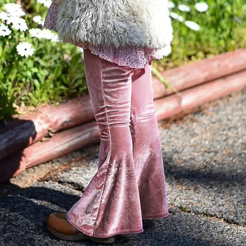 pink velvet flare pants