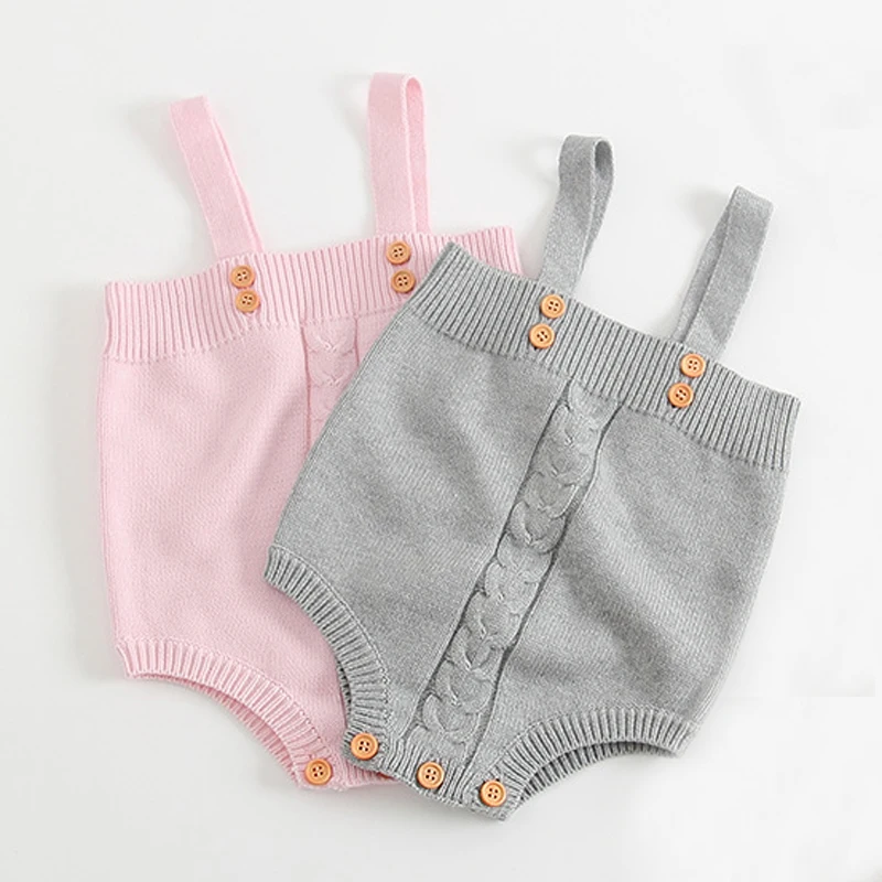 

Newborn Knitting Rompers Newborn Infant Baby Girl Knitted Jumpsuit Overalls Clothes Sleeveless Romper Outfits Drop Shipping
