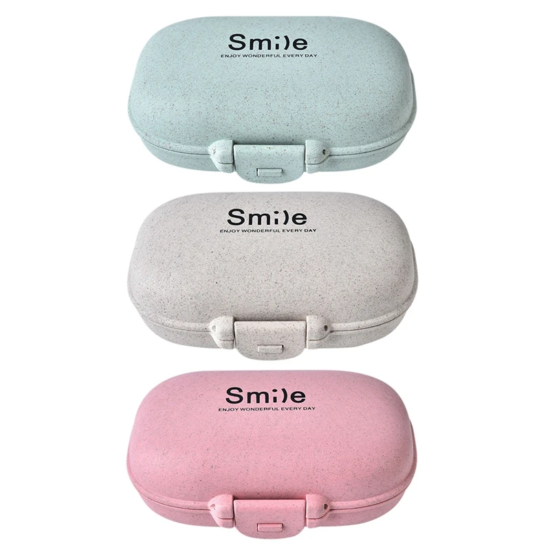 

Small Pill Box storage boxes bins Plastic Dispenser Sealed Container Wheat Straw Safety Portable Pill Box Mini Pillbox Container