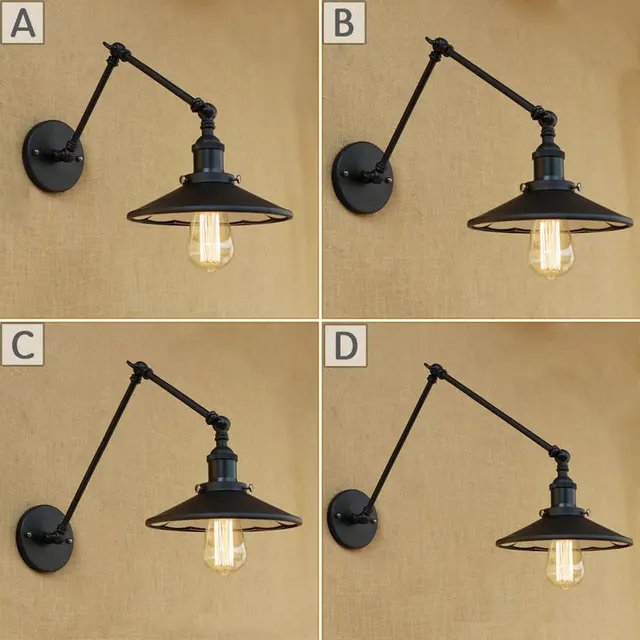 E27 E26 Loft Adjule Long Swing Arm Wall Lamp Fixture E27 E26 Loft Adjule Long Swing Arm Wall Lamp Fixture Vintage Edison Bulb Mirror Shade