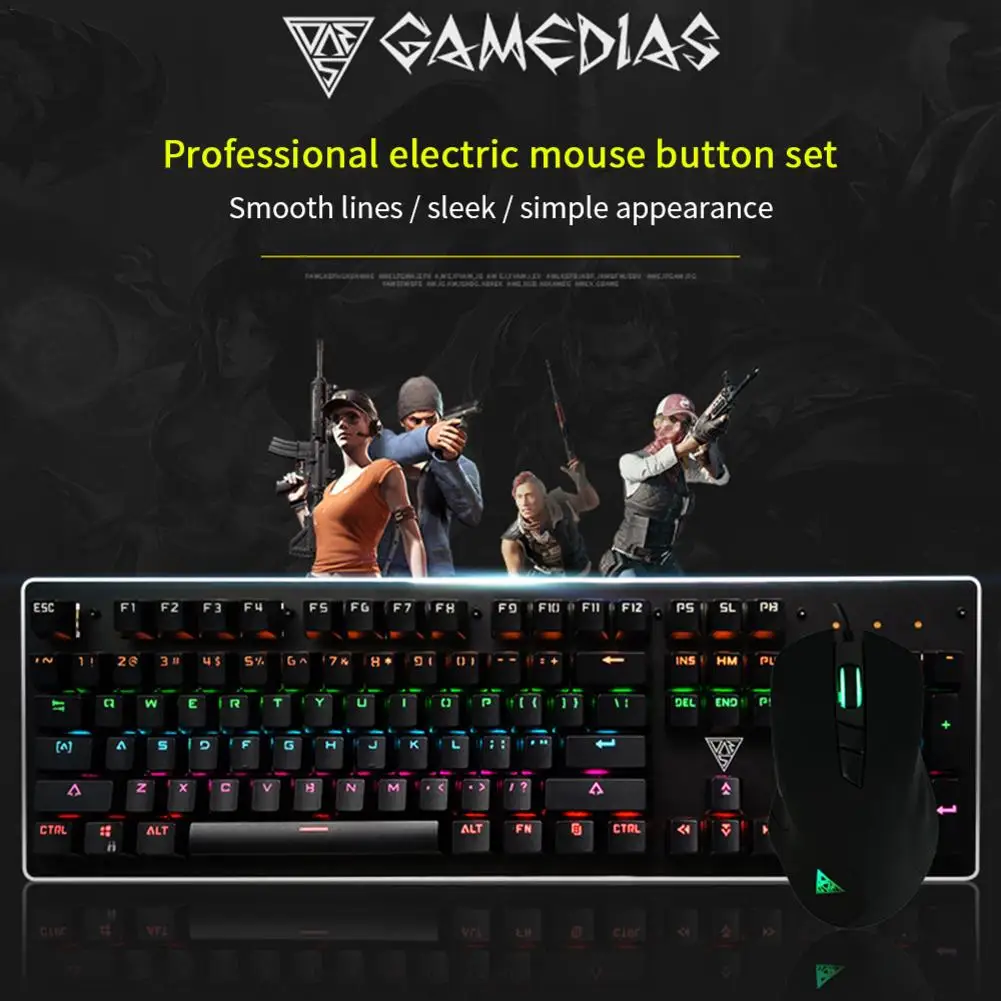 

V2 Professional 104-Keys Mechanical Keyboard and Mouse Set Wired LED Backlight Desktop RGB USB Wired Gaming Keyboard Mouse Set