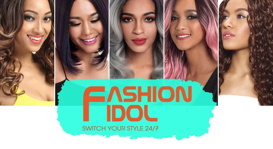 FASHION IDOL Afro Kinky kręcone włosy 16-20inch 7 sztuk/lot syntetyczne włosy środkowa część koronki przednie zamknięcie wiązki z zamknięciem 240g -
