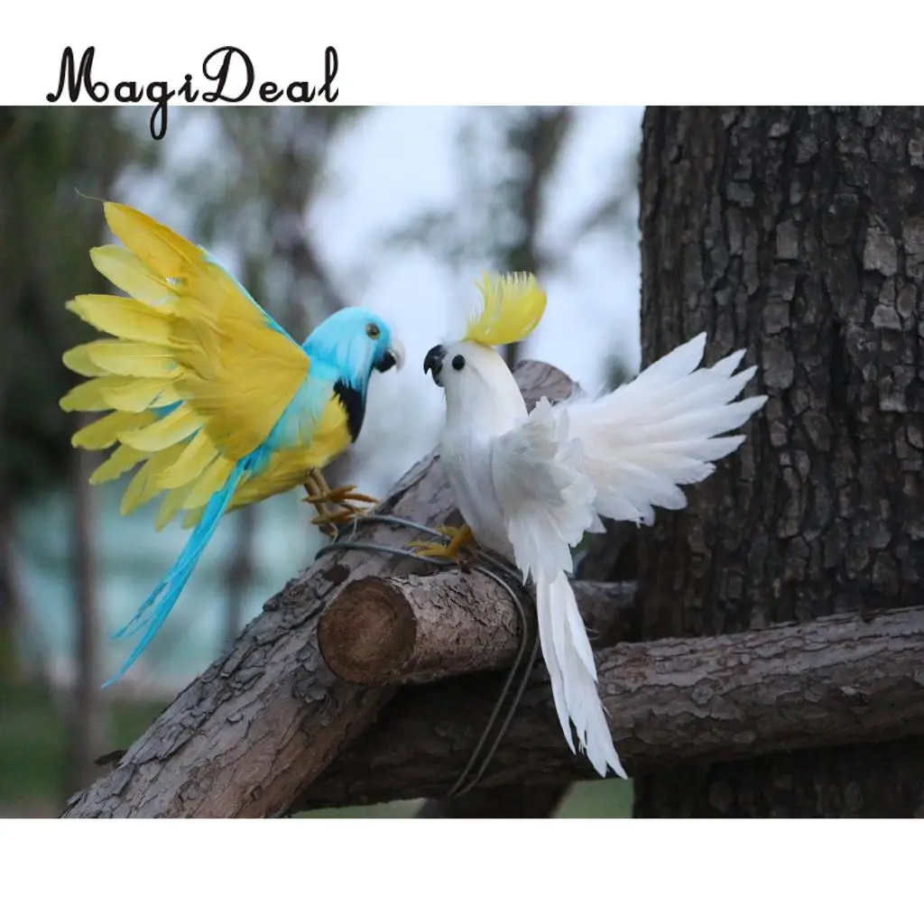 MagiDeal Artificial Bird Realistic Parrot Goose Cormorant Swallow Swan Figurine Garden Decor Craft