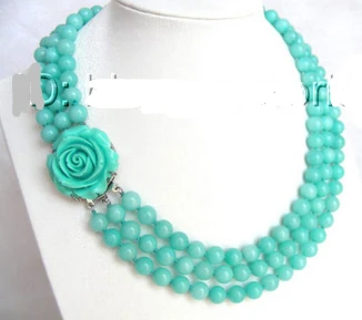 

ddh001469 Wondeful 3strands 8mm green nautral round jade necklace