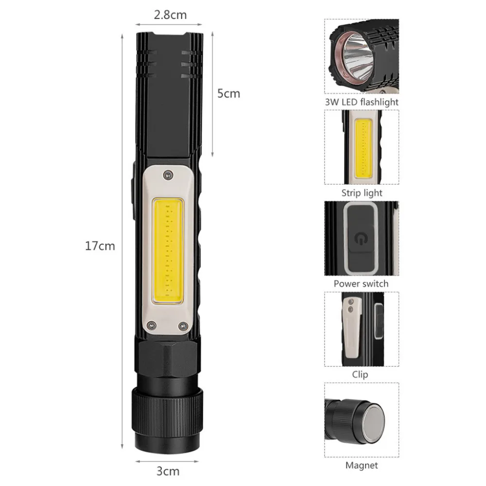 2019 Multi-function LED lighting adjustable flashlight waterproof usb rechargeable flashlight for bicycle 18650 battery 40J19 (3)