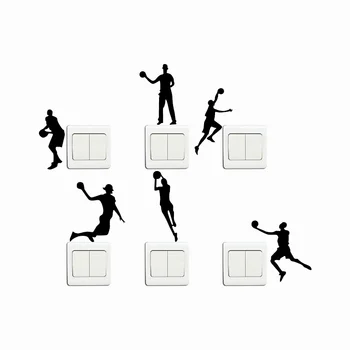 

KG-268 Set Of 6 DIY Creative Basketball Switch Stickers Basketball Player Silhouette Decor Home Wallpaper