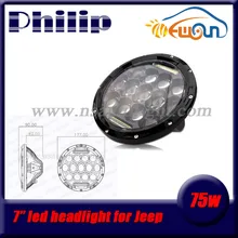 2×7 Дюймов СВЕТОДИОДНЫЕ Фары Для JEEP 75 Вт Водонепроницаемый Led Вождения Авто круглые Противотуманные Фары Для Jeep Автомобилей светодиодные Фары Лампы для Wangler