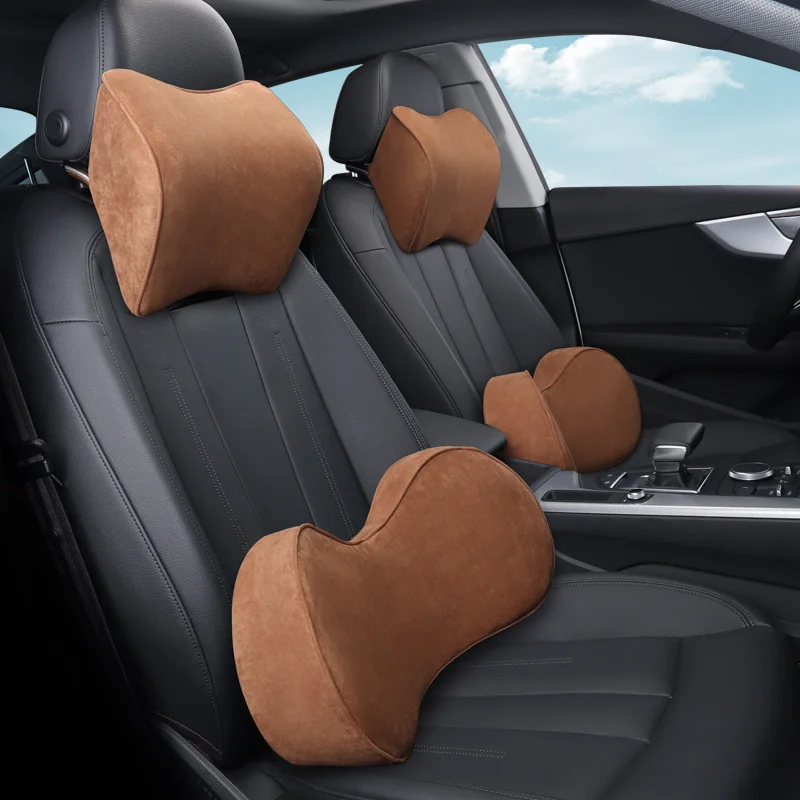 

New Car Neck Pillow Lumbar Waist Support Headrest Pillows Back Cushion Seat Supports Memory Foam Seat Covers Auto Accessories